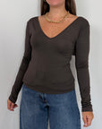 SusyMix - Maglia doppia scollo V moro