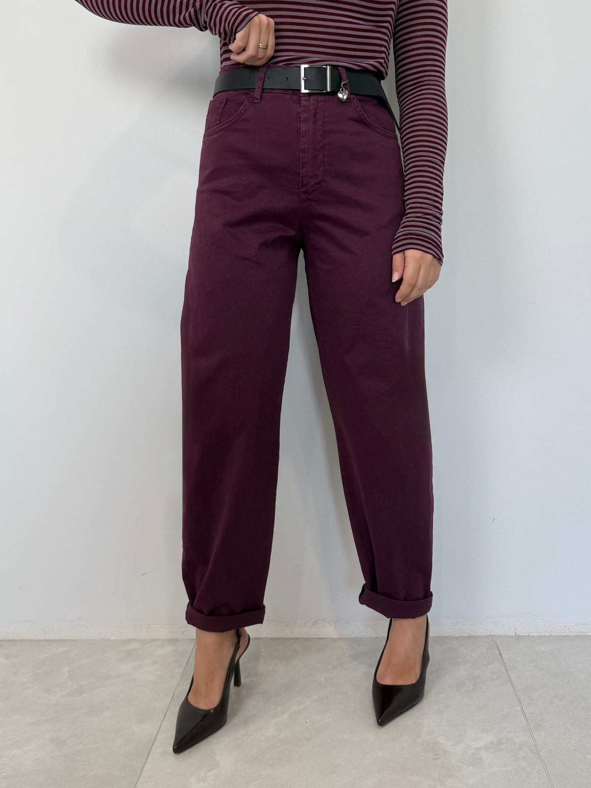 SusyMix - Pantalone cuoricino vino