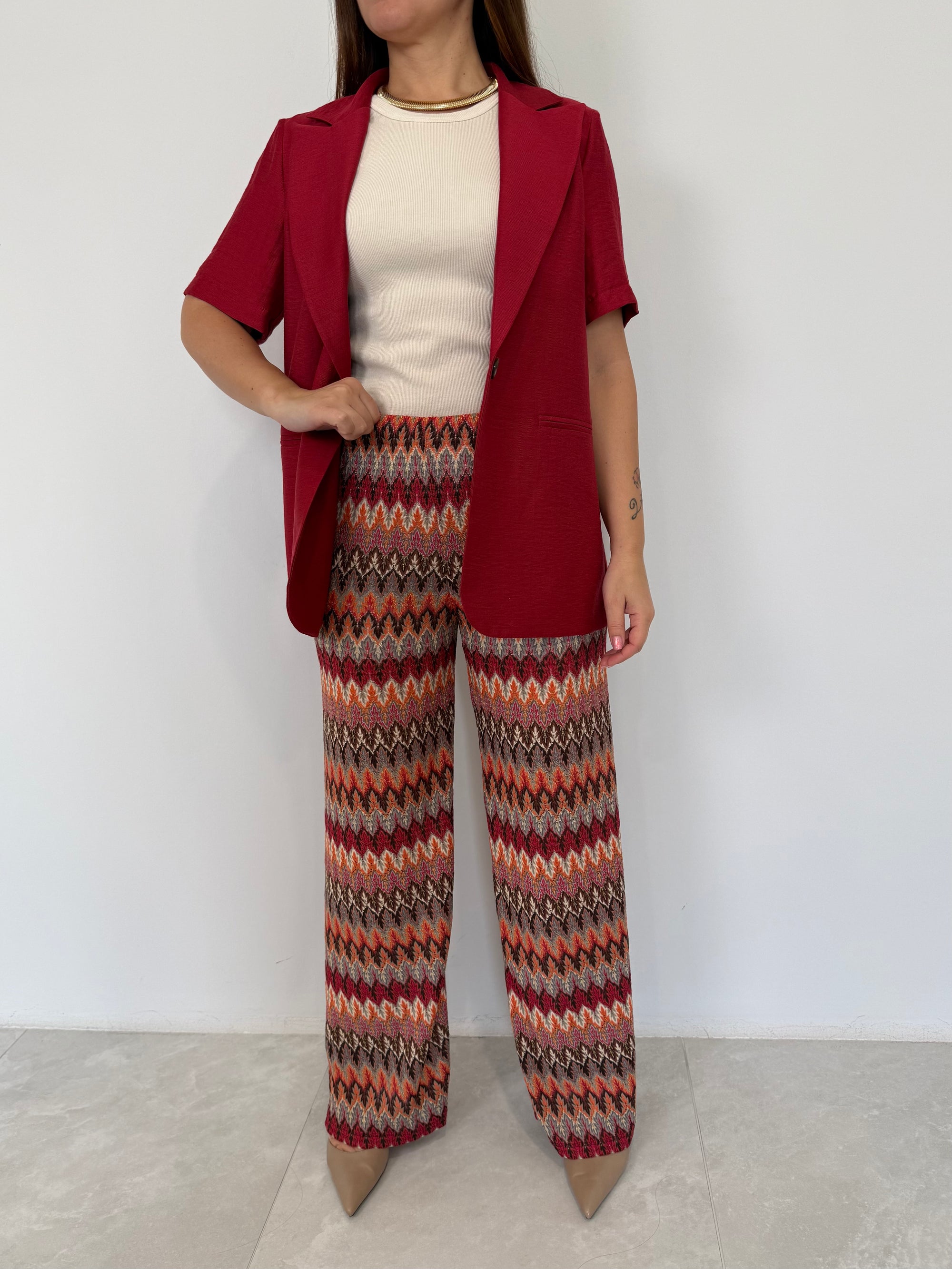 SusyMix - Pantalone zigzag rosso