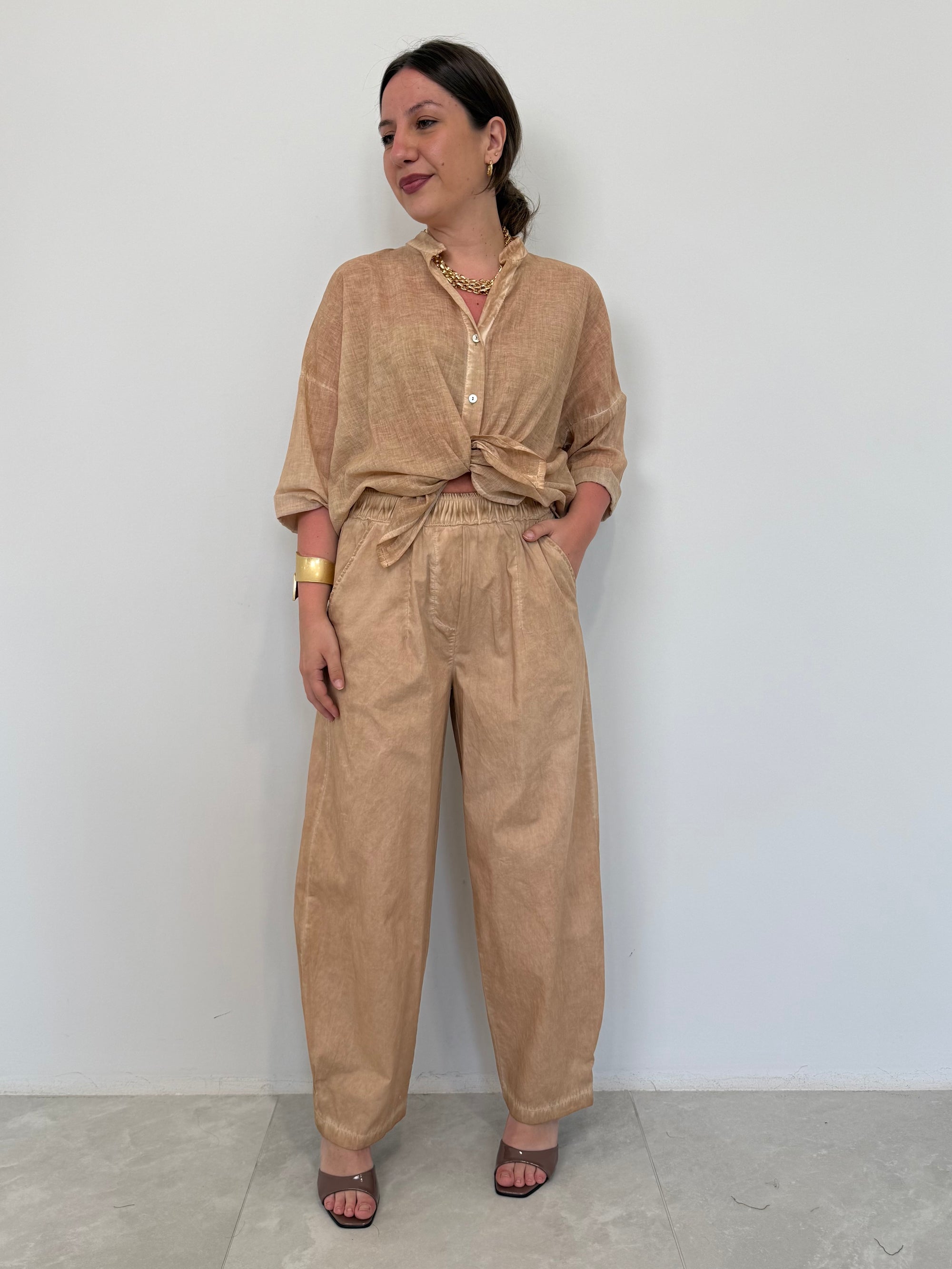 Haveone - Pantalone barrel nocciola