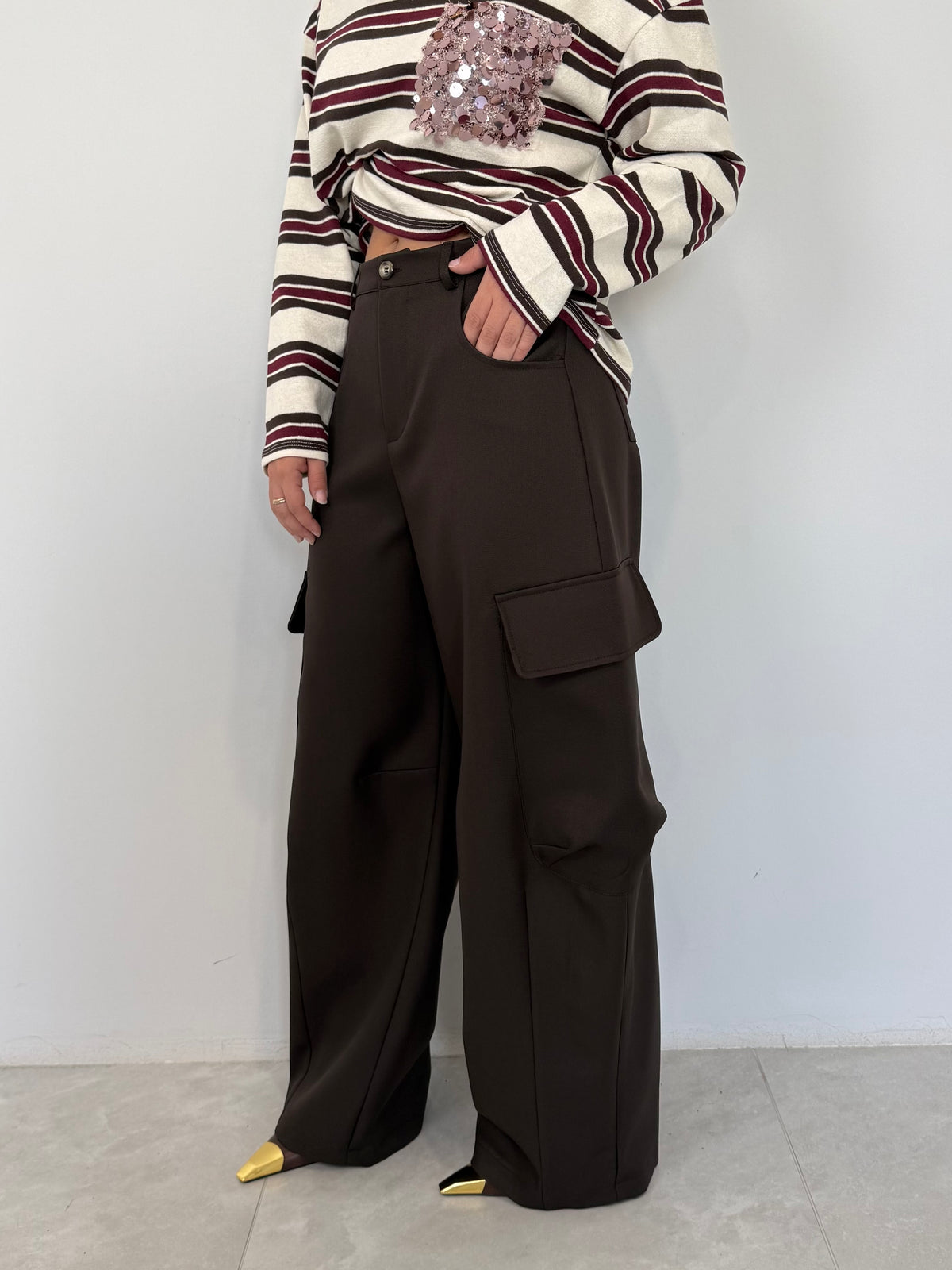 Haveone - Pantalone cargo moro