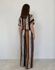Haveone - Pantalone in viscosa con righe azzurre
