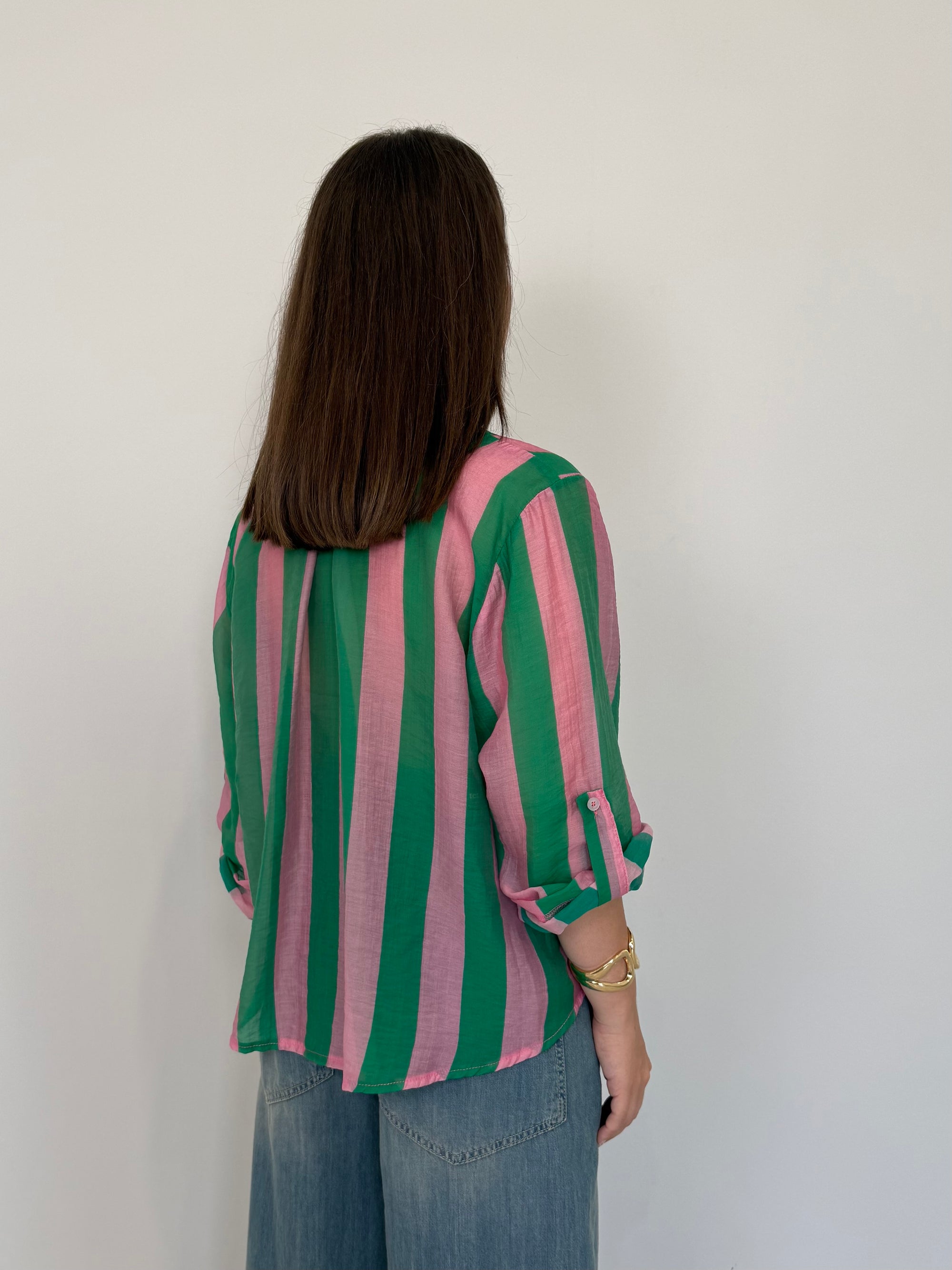 Haveone - Camicia righe larghe verde