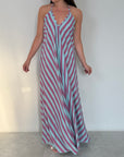 SusyMix - Abito fazzoletto righe azzurro e viola