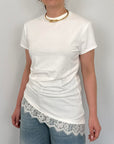 SusyMix - T-shirt asimmetrica con pizzo