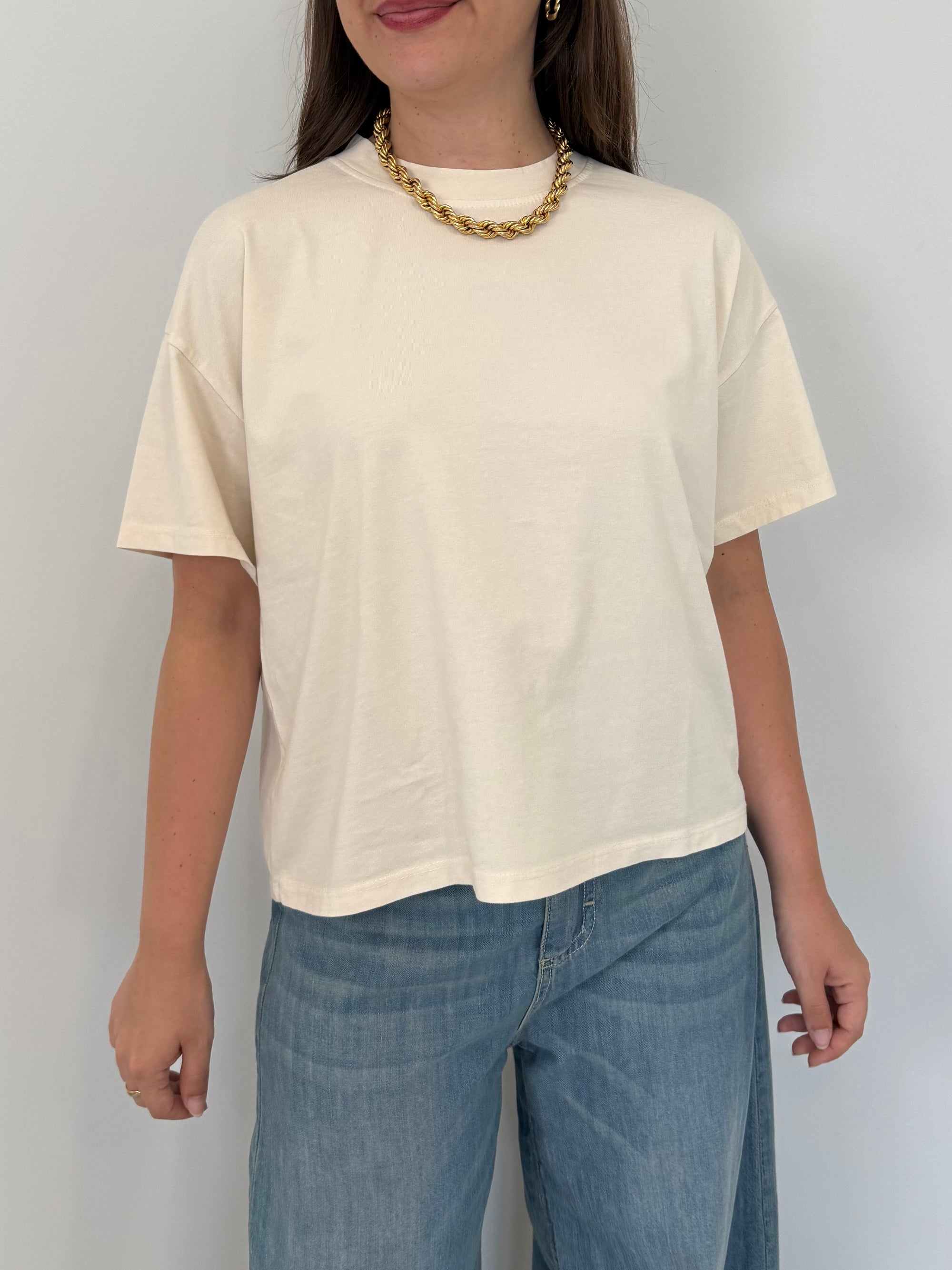 SusyMix - T-shirt basic a scatola panna
