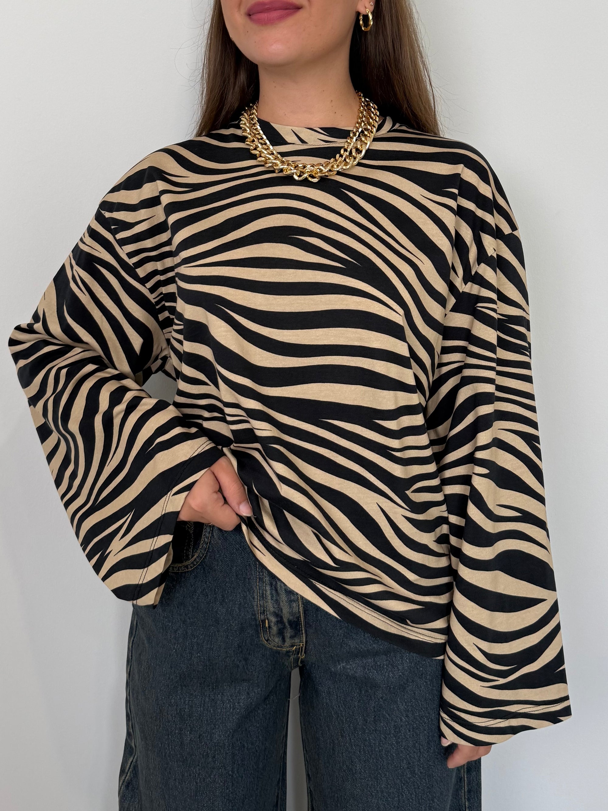 Tensione In - Maglia manica trapezio zebrata