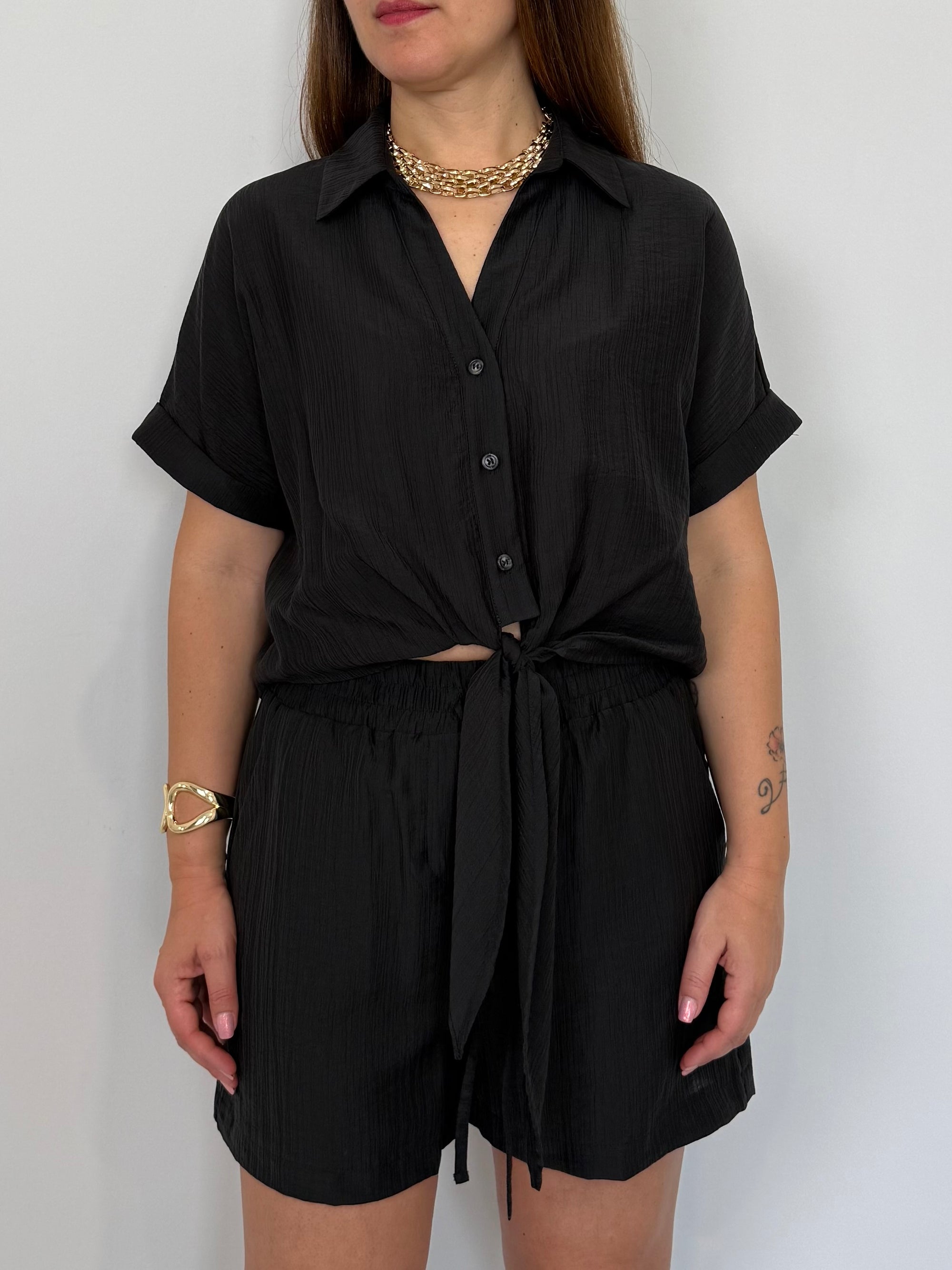 Haveone - Short goffrato nero
