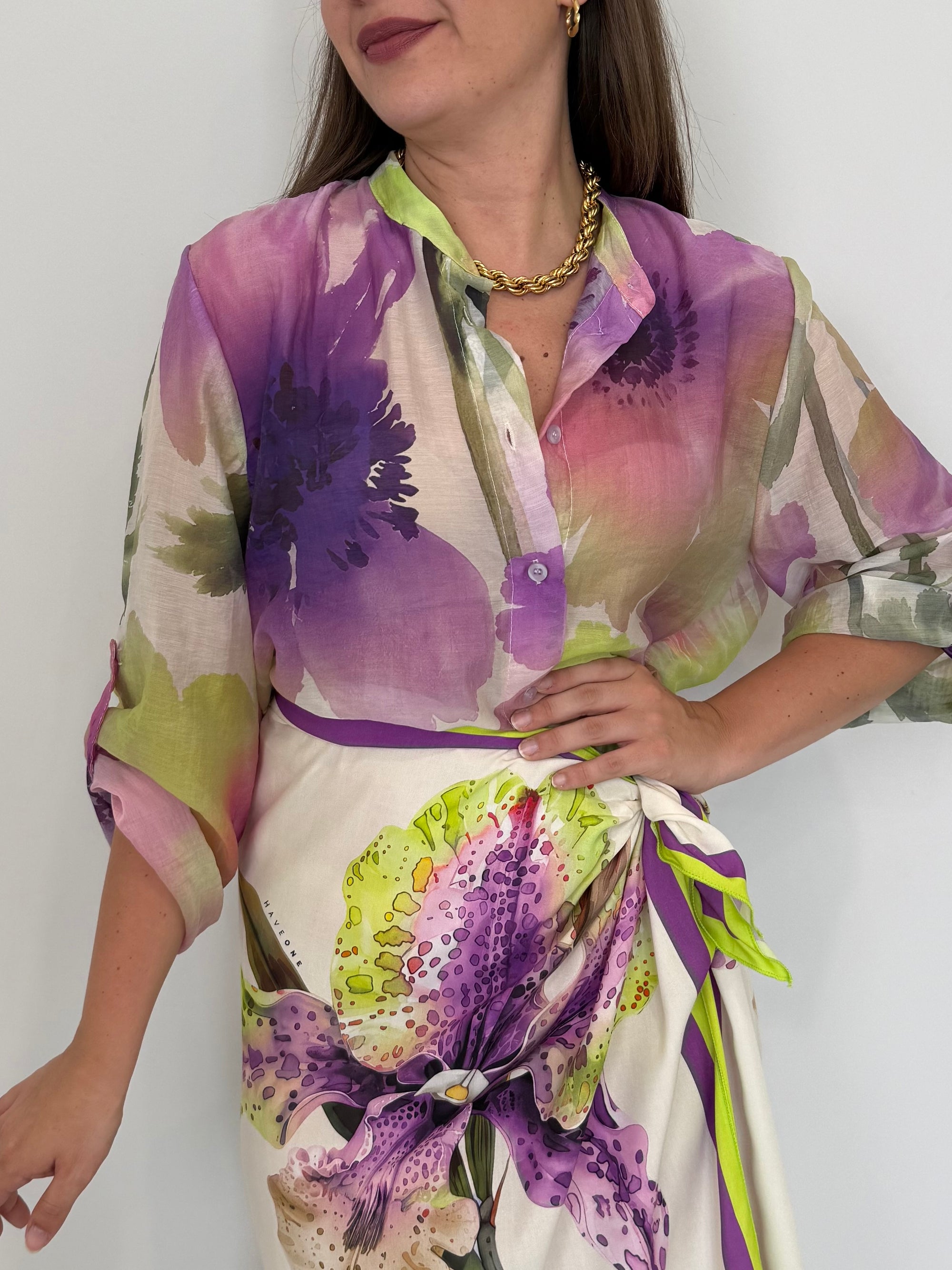 Haveone - Camicia acquerello viola