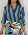 Haveone - Camicia righe larghe acquamarina