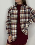 Haveone - Camicia flanella bordeaux taglio vivo