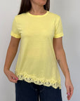 Motel - T-shirt con inserto pizzo gialla