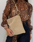 Civico23 - Tracolla anello in vera pelle beige