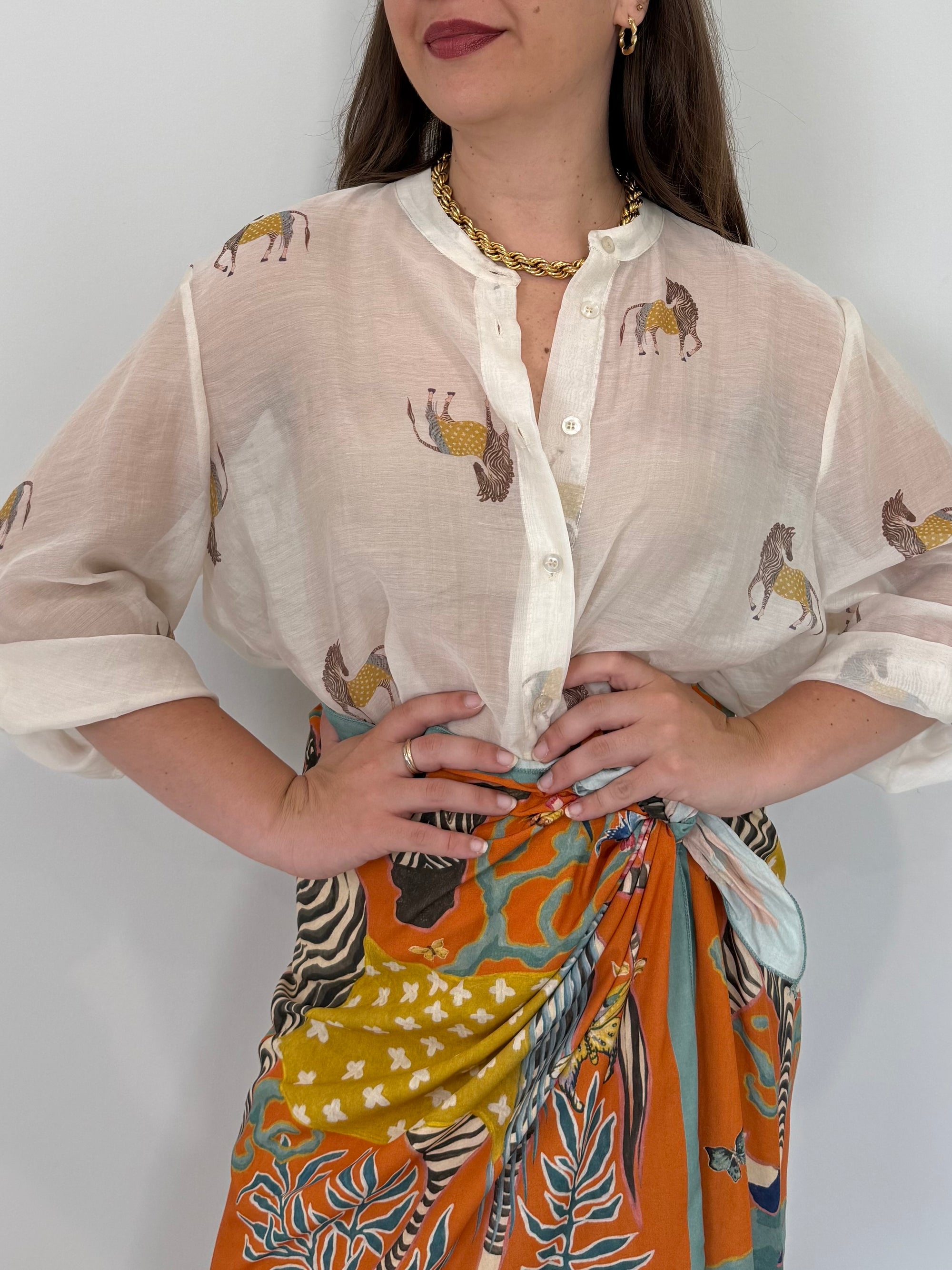 Haveone - Camicia con fantasia microzebre