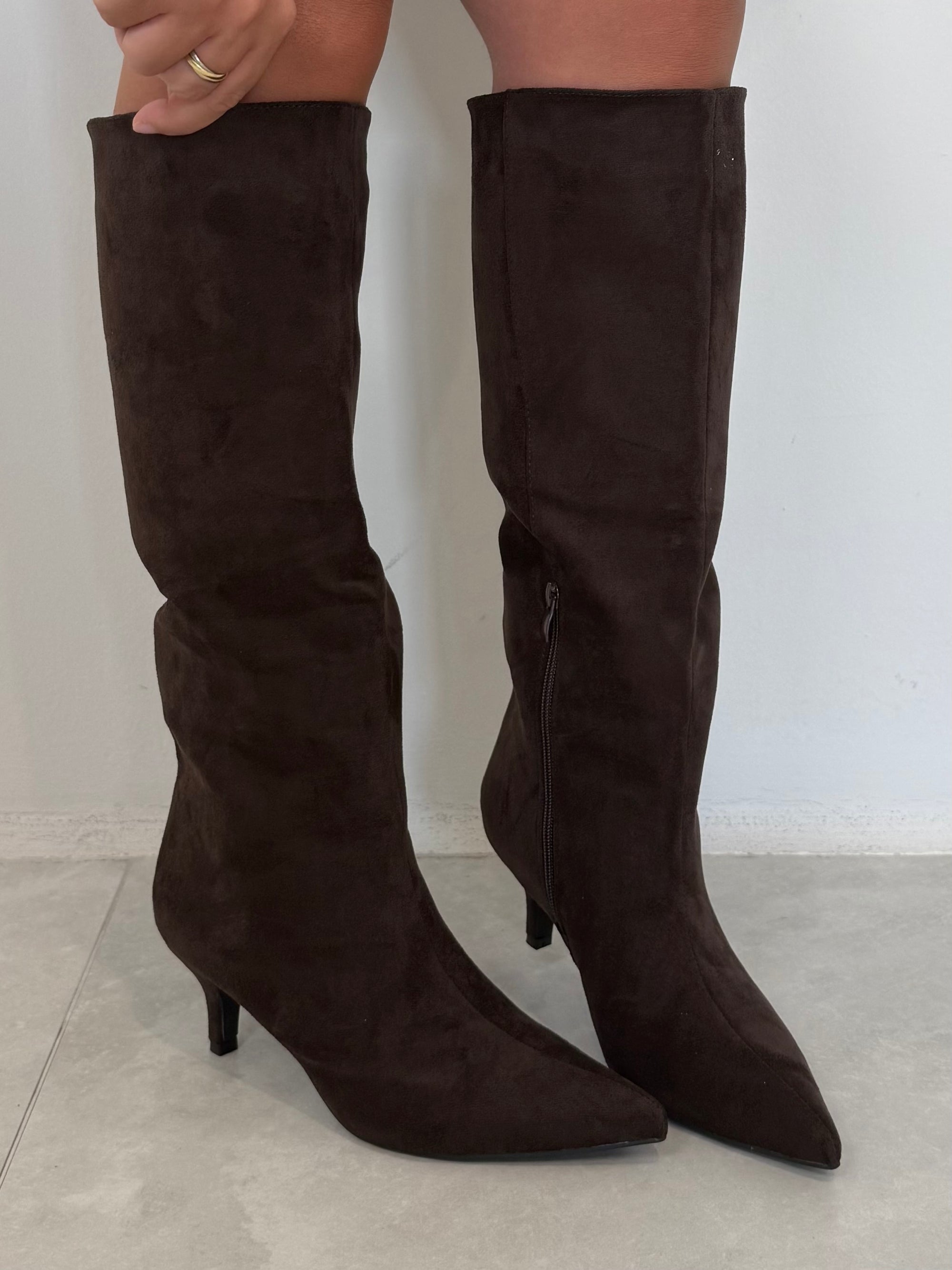 Stivale tubolare suede moro