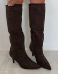 Stivale tubolare suede moro