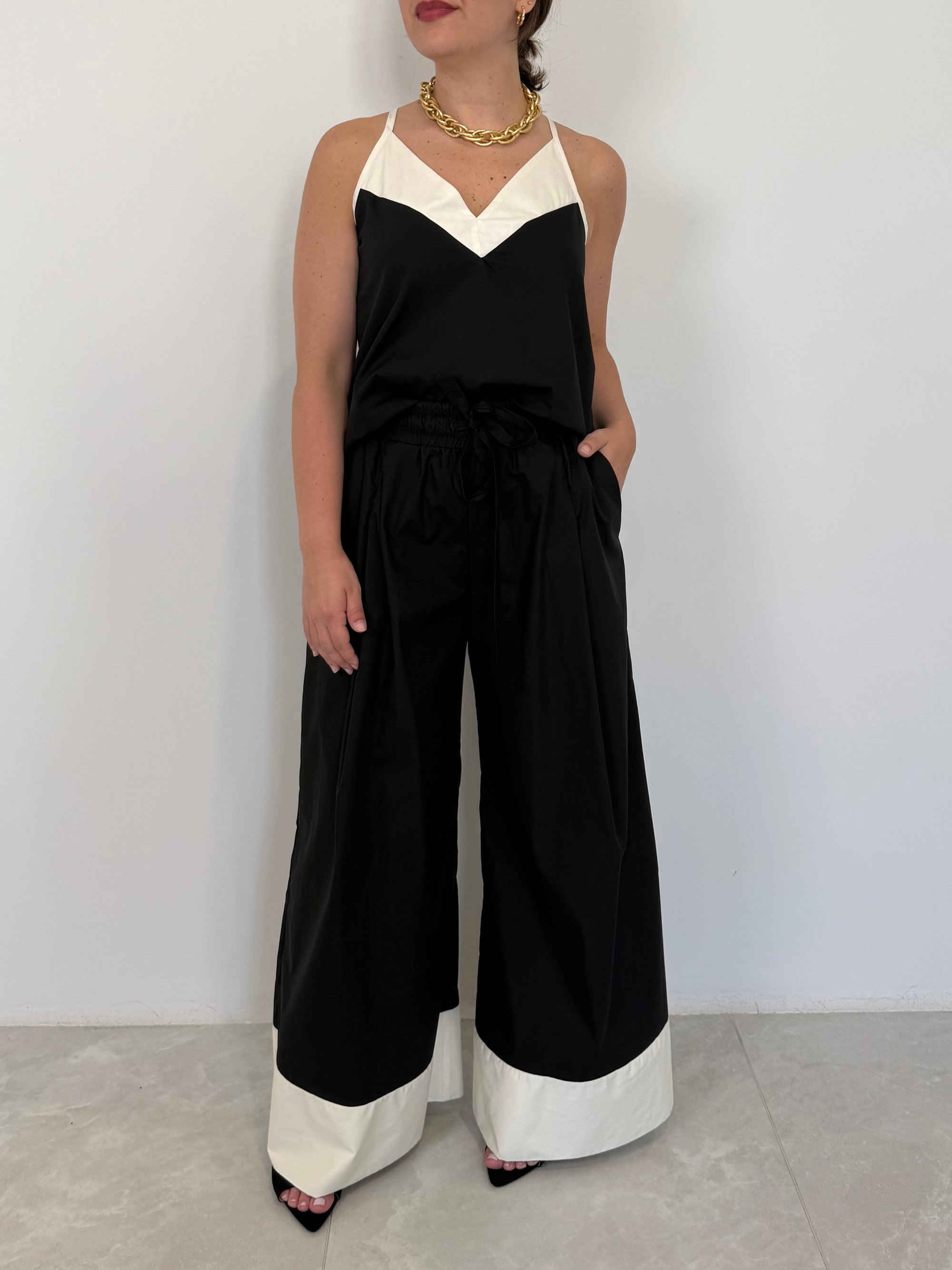 Tensione In - Pantalone palazzo bicolor