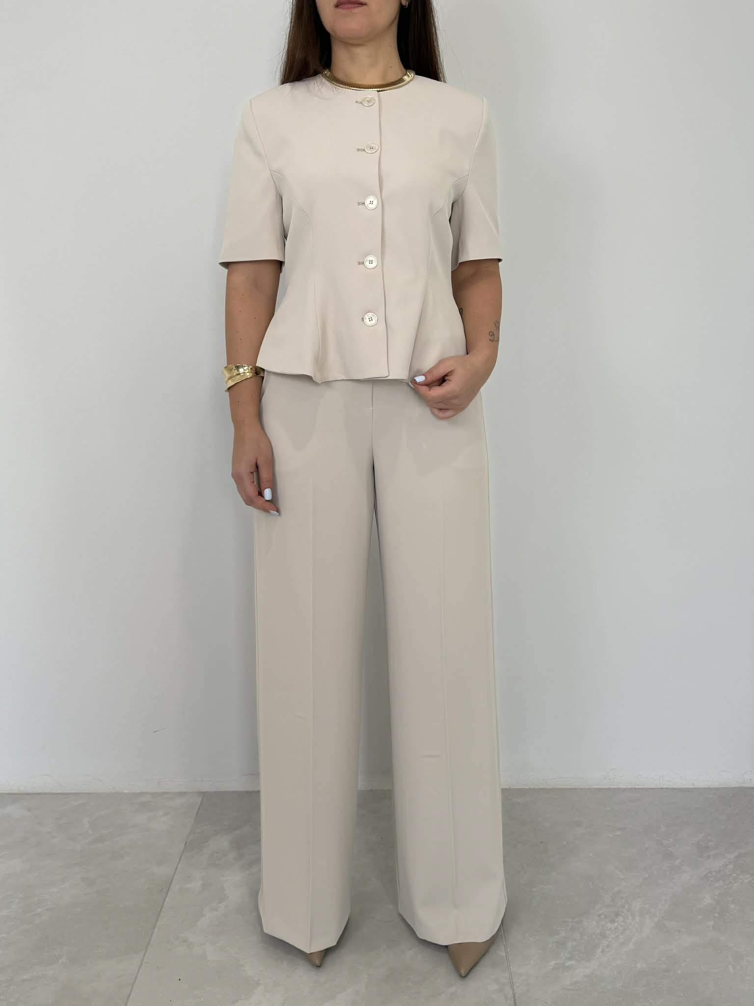 Tensione In - Completo fluido con giacca slim panna