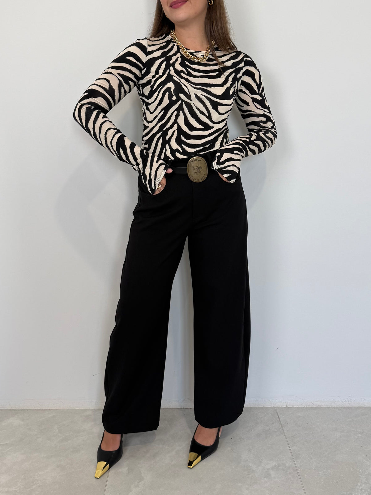 Tensione In - Pantalone barrel nero