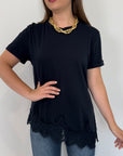 Tensione In - T-shirt con inserto pizzo blu
