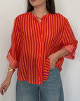Haveone - Camicia righe fini arancio