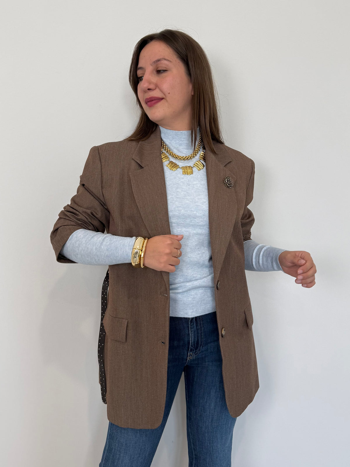 SusyMix - Giacca over casha con cintura in vita
