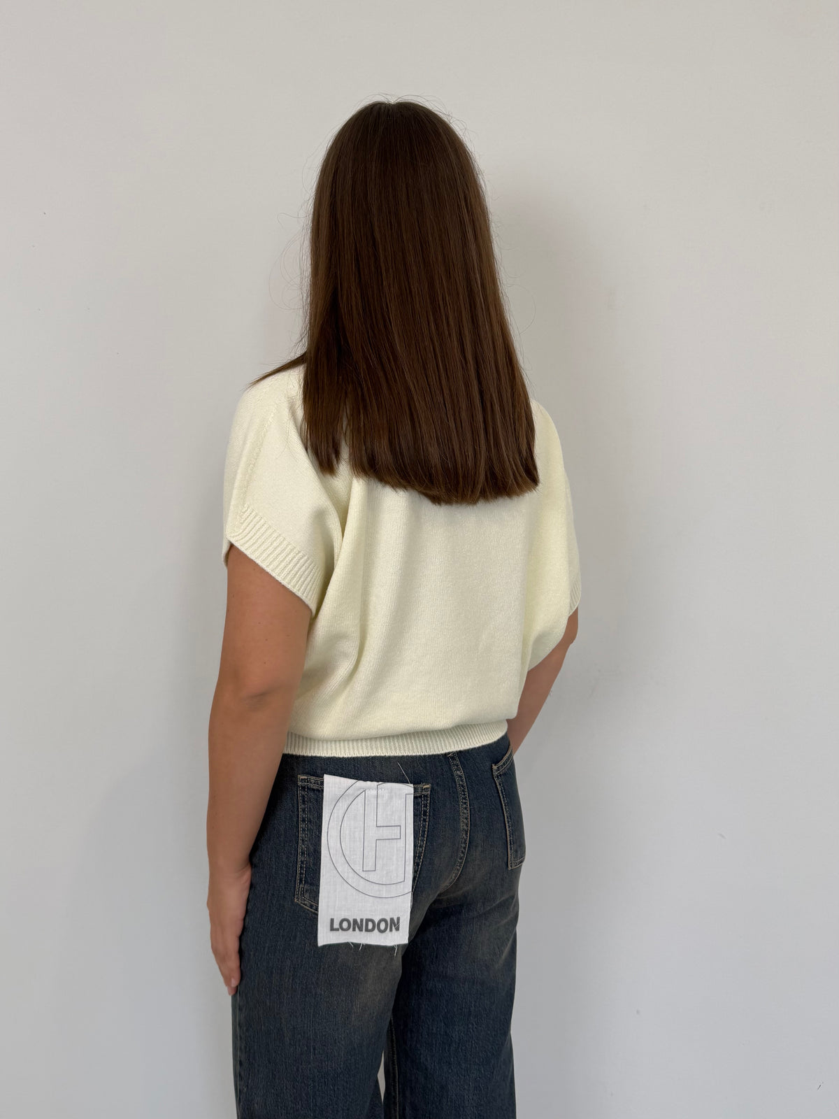 Havoene- Gilet in maglia panna
