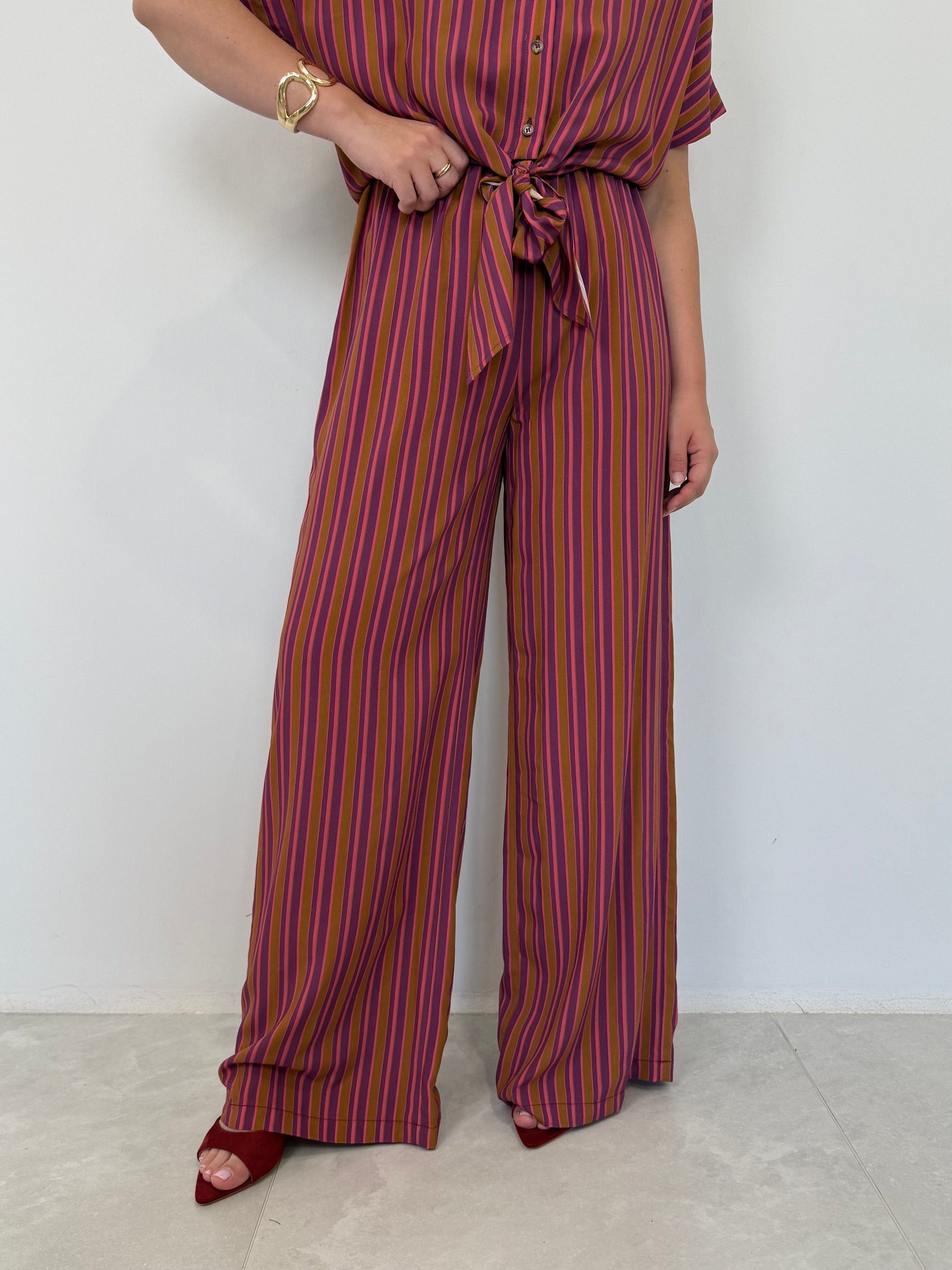 Haveone - Pantalone millerighe viola