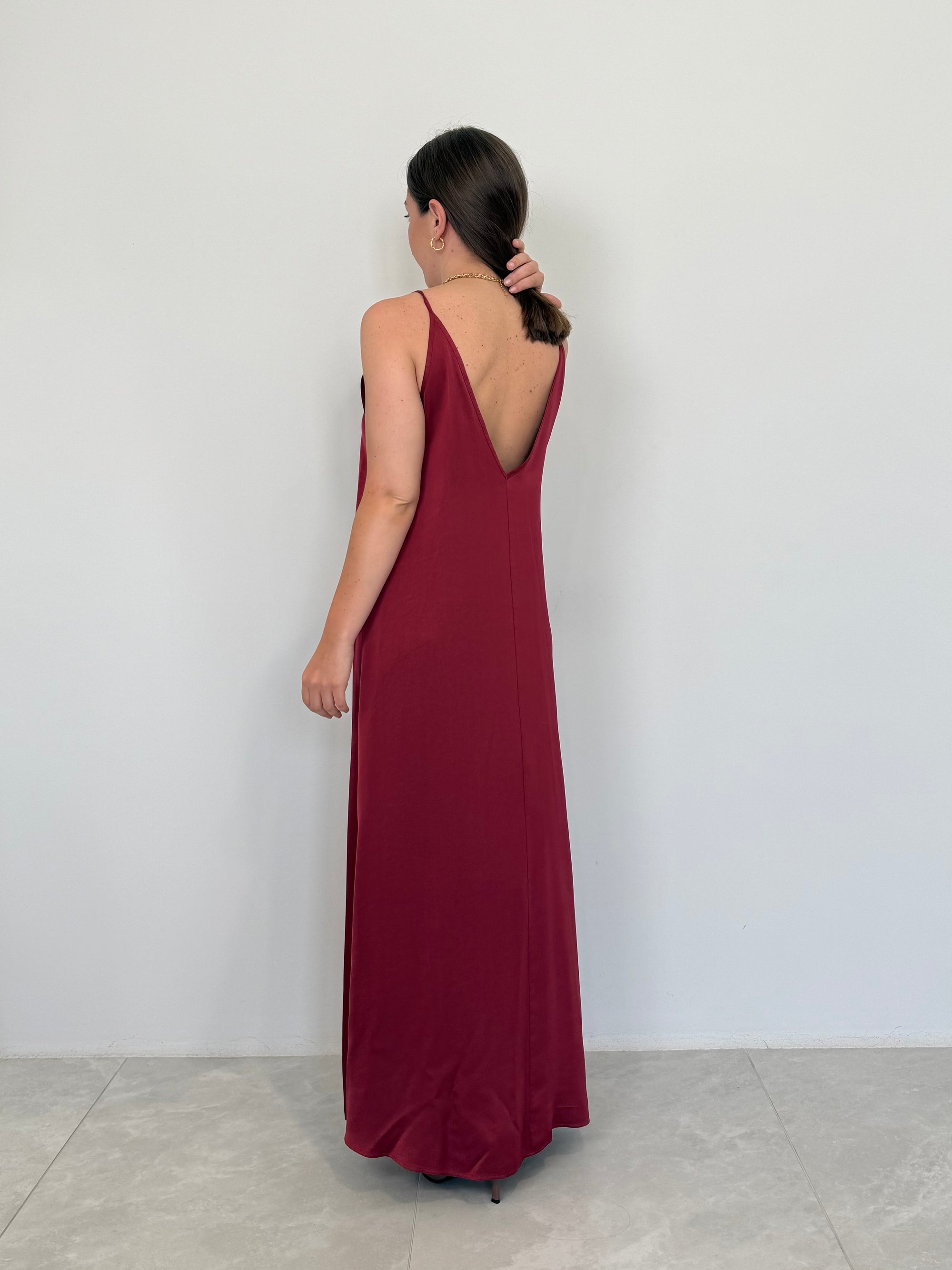 Haveone - Abito scollo quadrato bordeaux
