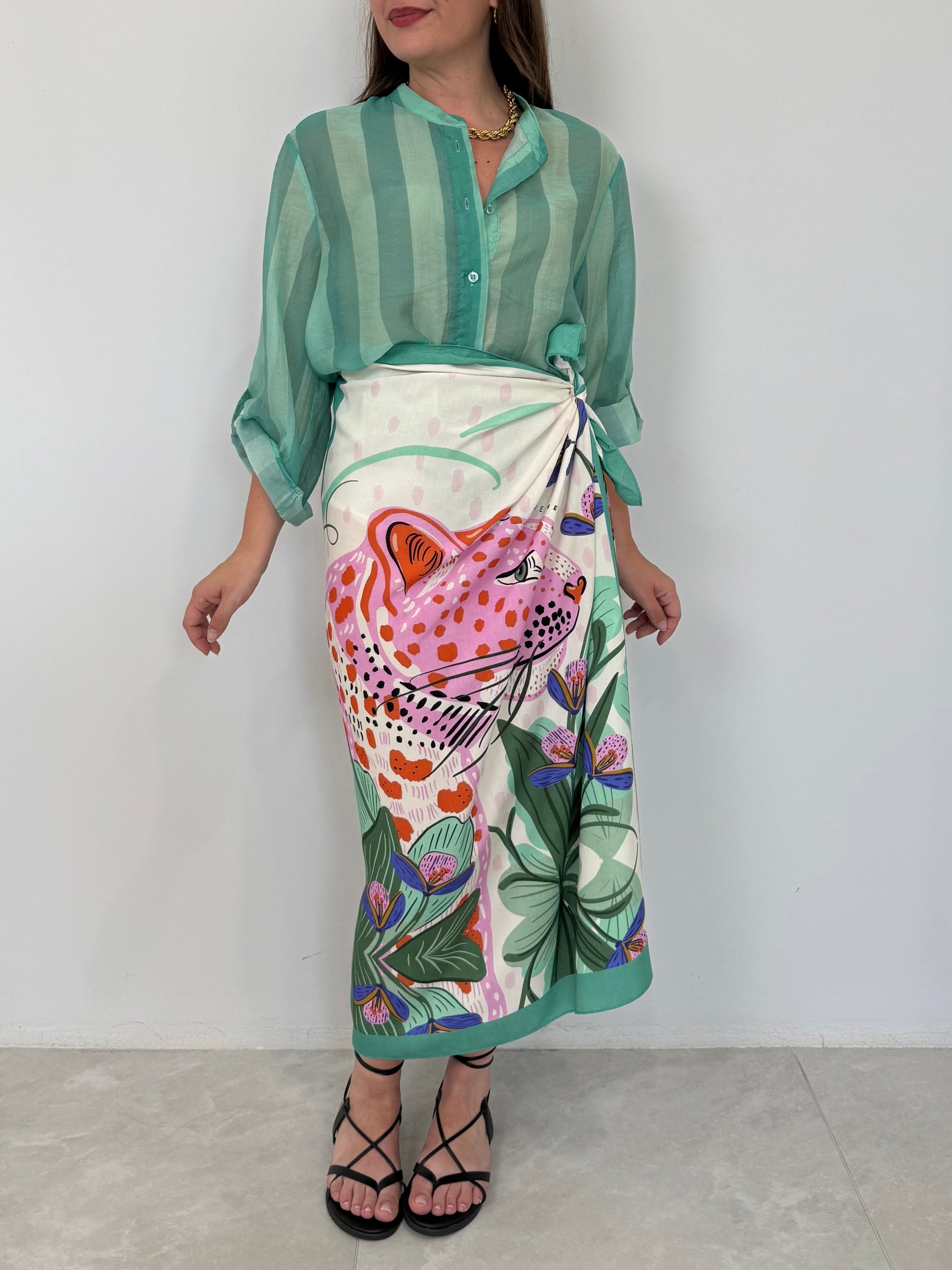 Haveone - Gonna pareo lunga giaguaro e orchidea