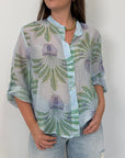 Haveone - Camicia con palme celeste