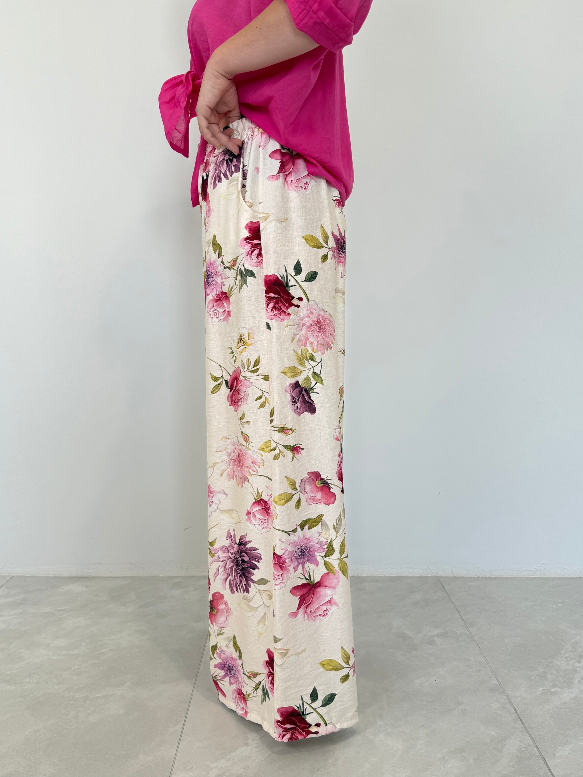 Haveone - Pantalone floreale fuxia