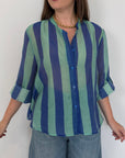 Haveone - Camicia righe larghe acquamarina