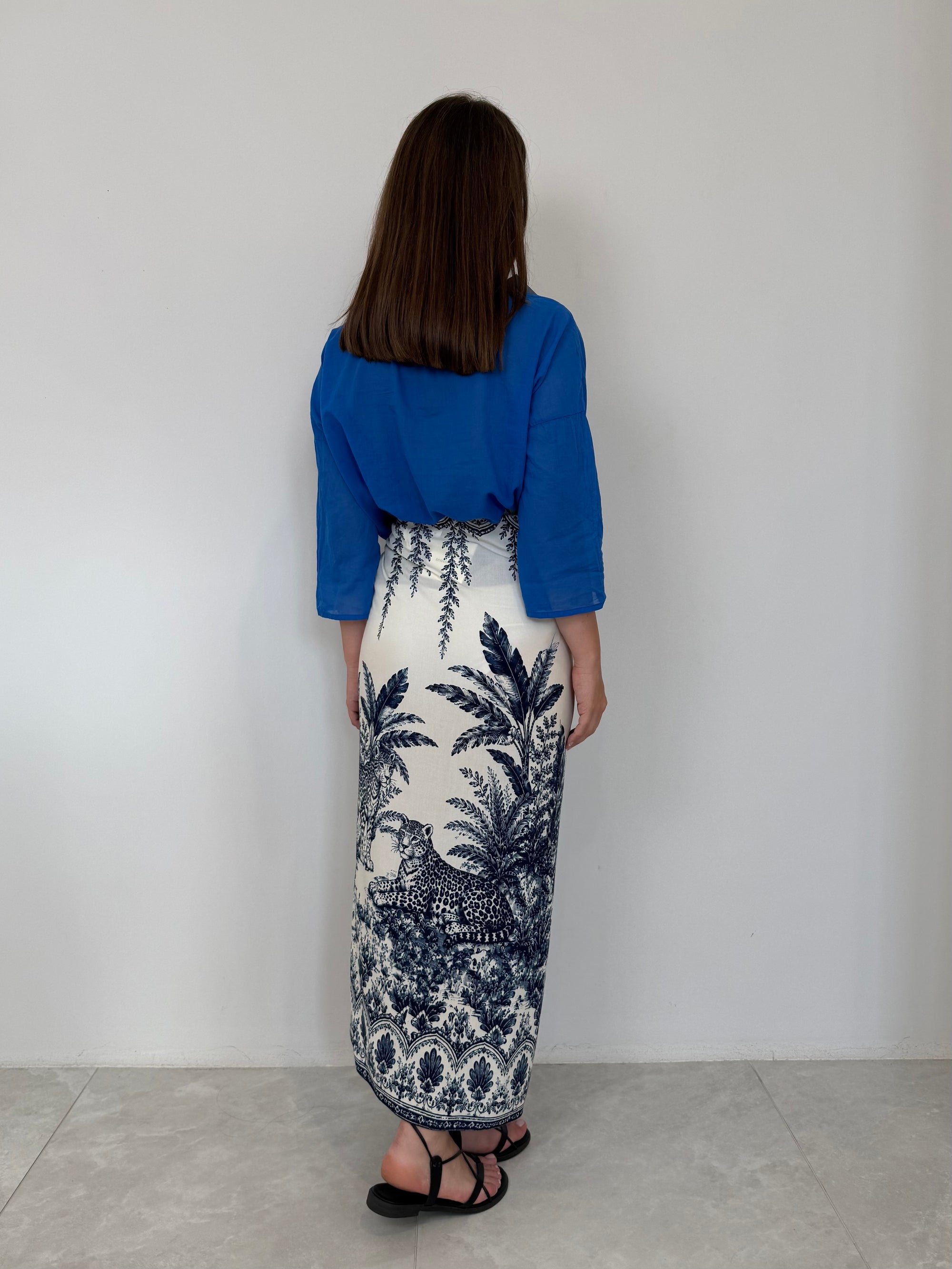 Tensione In - Gonna pareo lunga jungle blu