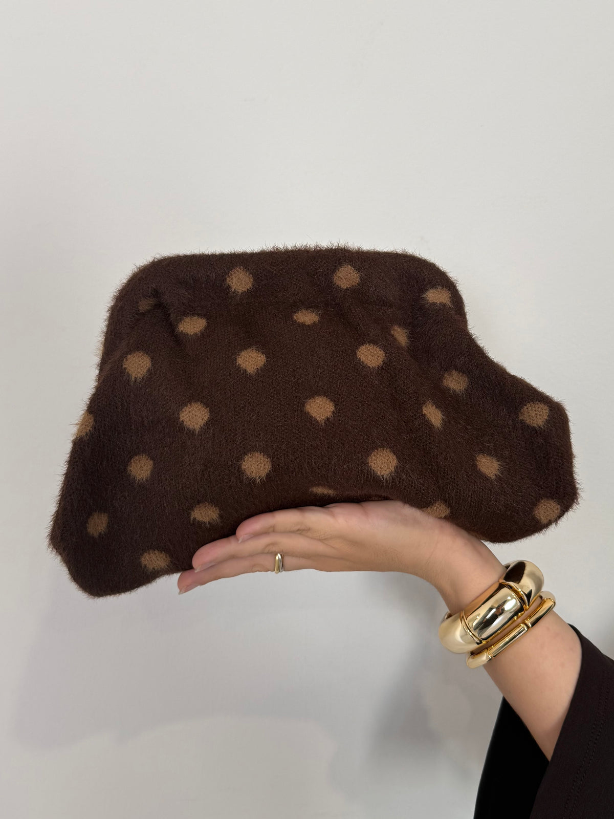 Civico23 - Borsa pouf pois moro/tabacco