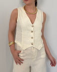Haveone - Gilet in lino burro