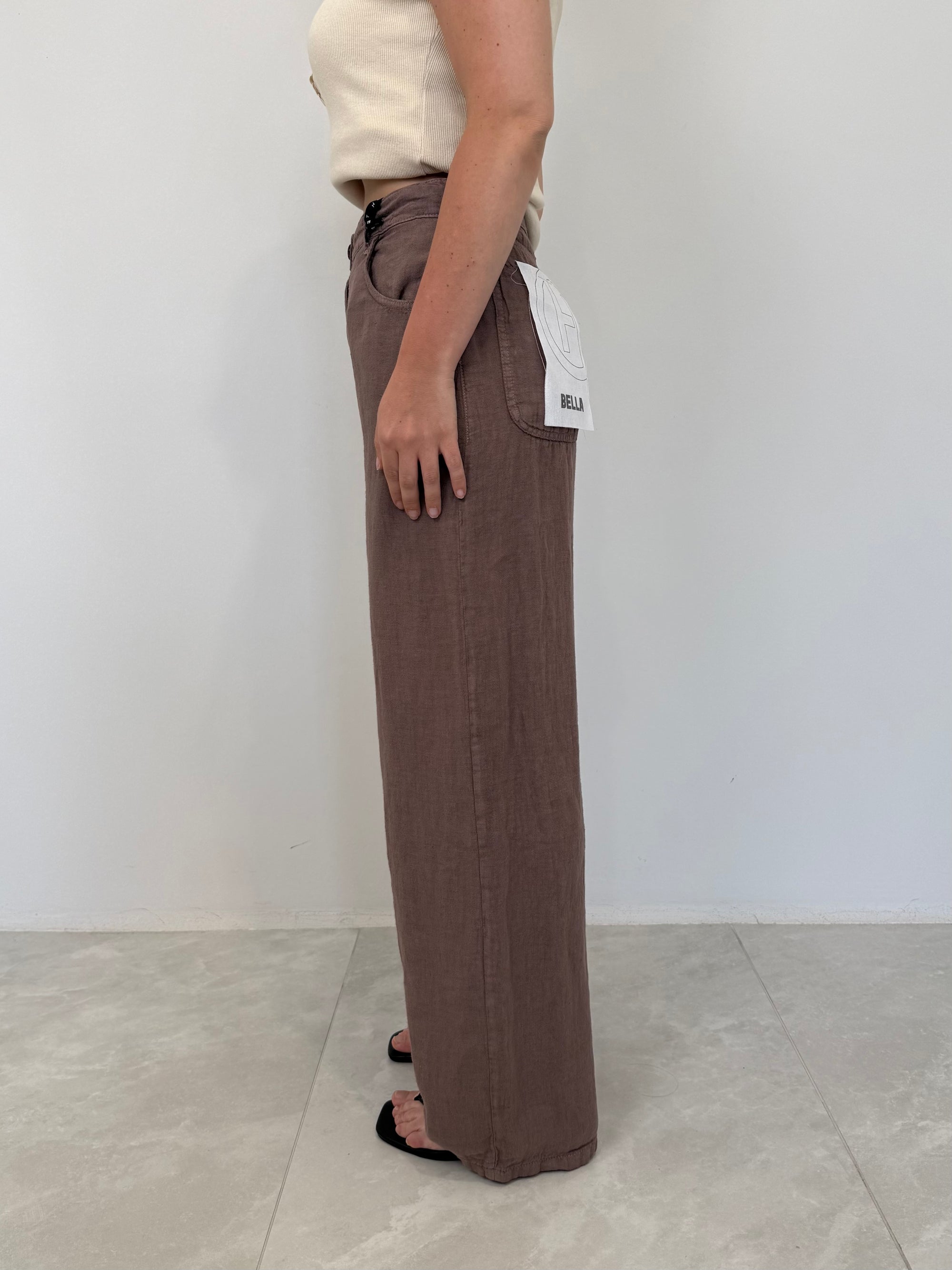 Haveone - Pantalone bella in lino moro