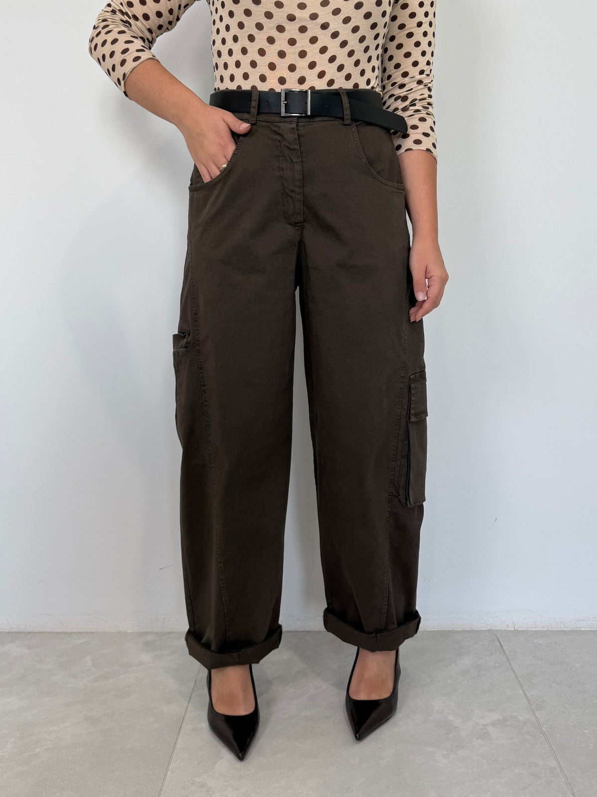 SusyMix - Pantalone ovetto cargo moro