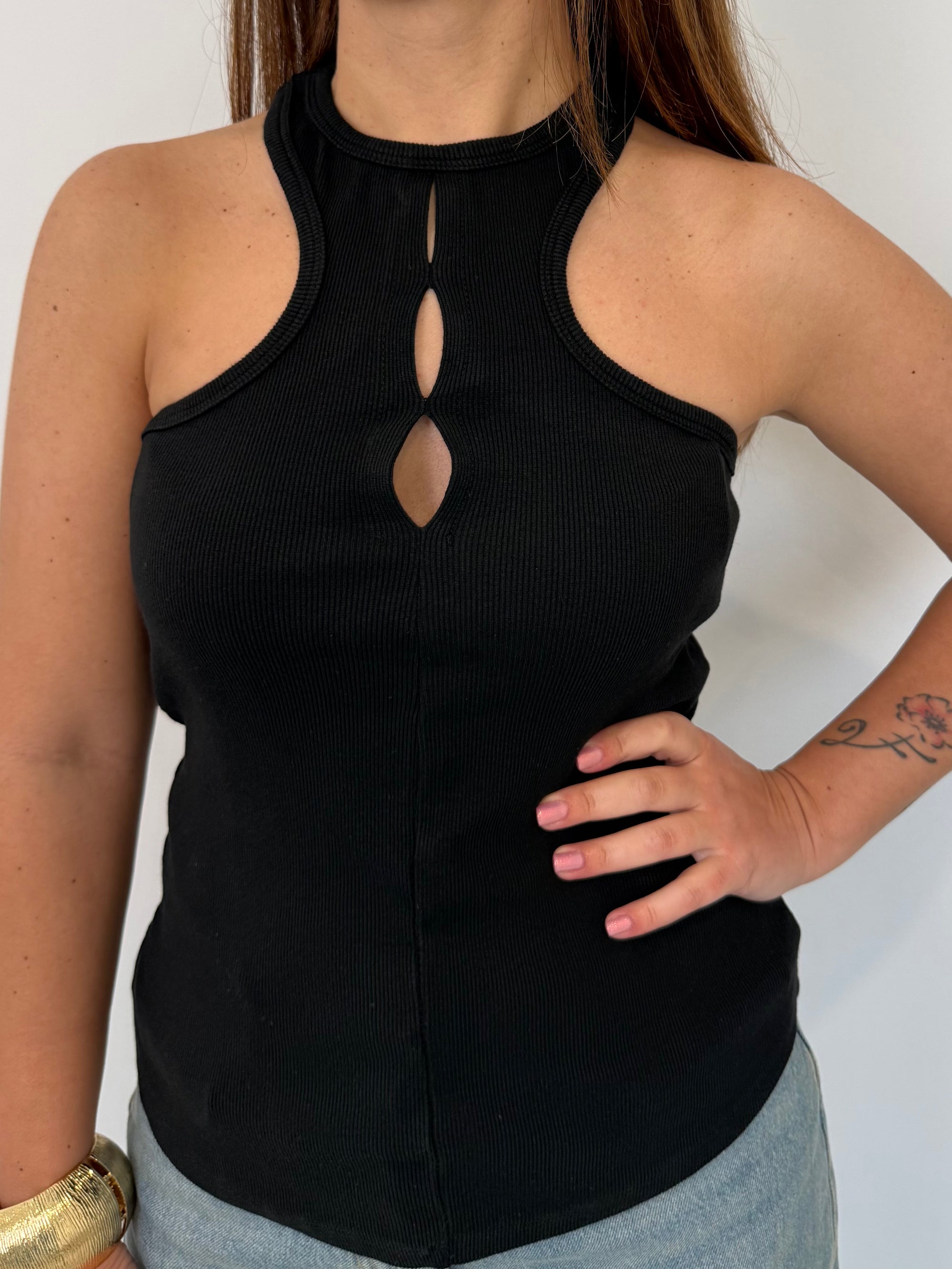 Haveone - Canotta vogatore cutout nera