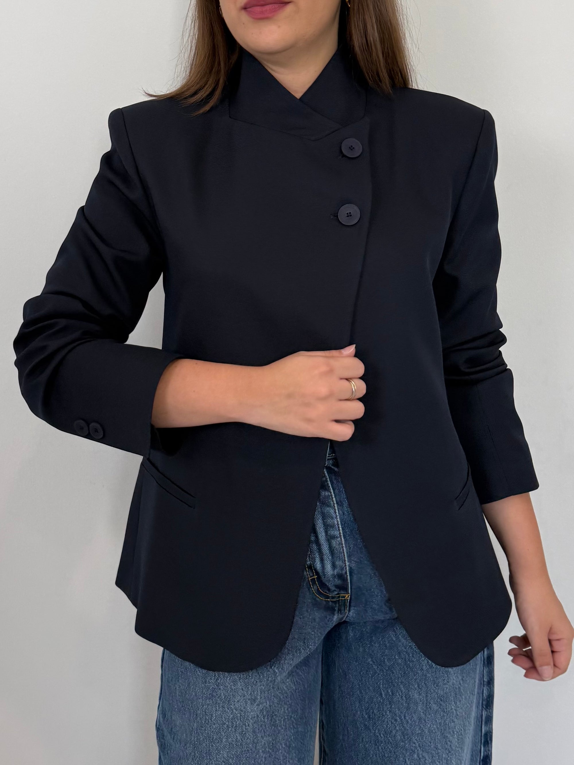 Haveone - Giacca con bottone superiore blu