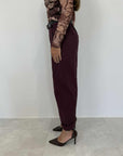 Haveone - Pantalone borgogna con cintura