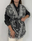 Tensione In - Gilet bandana con frange grigio