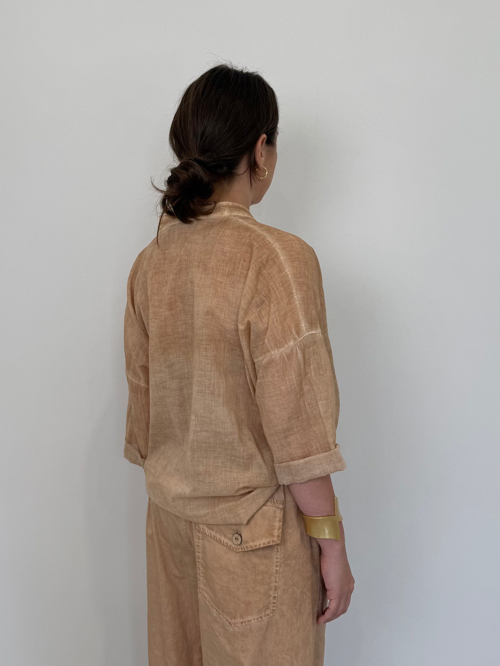 Haveone - Camicia in mussola di cotone nocciola