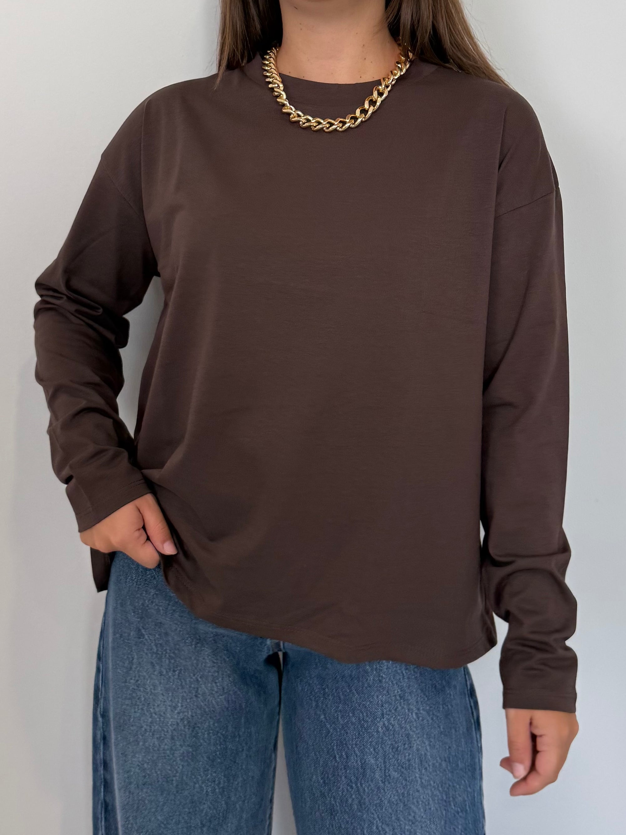 SusyMix - Maglia scatola manica lunga moro