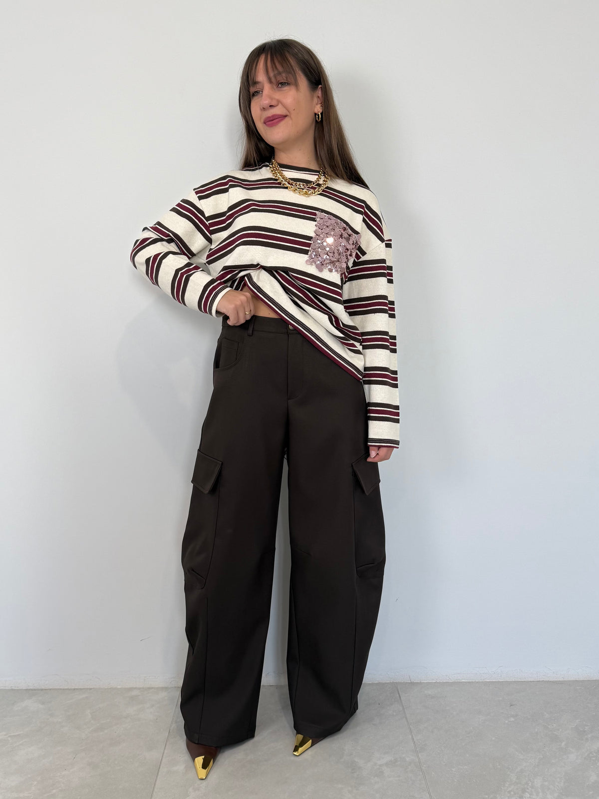 Haveone - Pantalone cargo moro