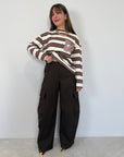 Haveone - Pantalone cargo moro