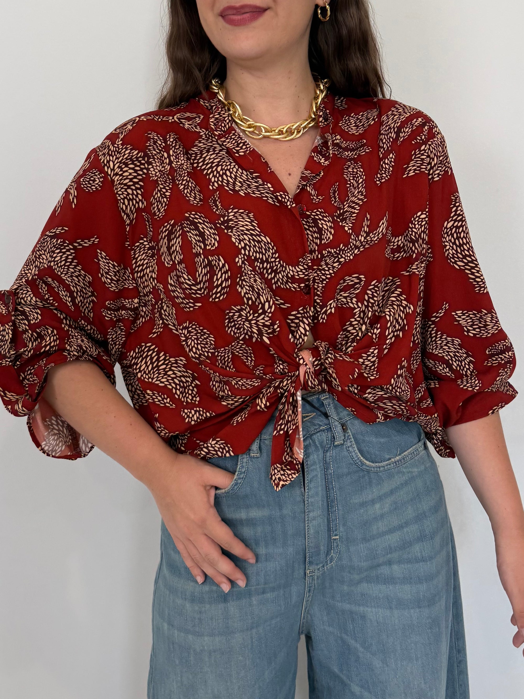 Haveone - Camicia in viscosa etnica india