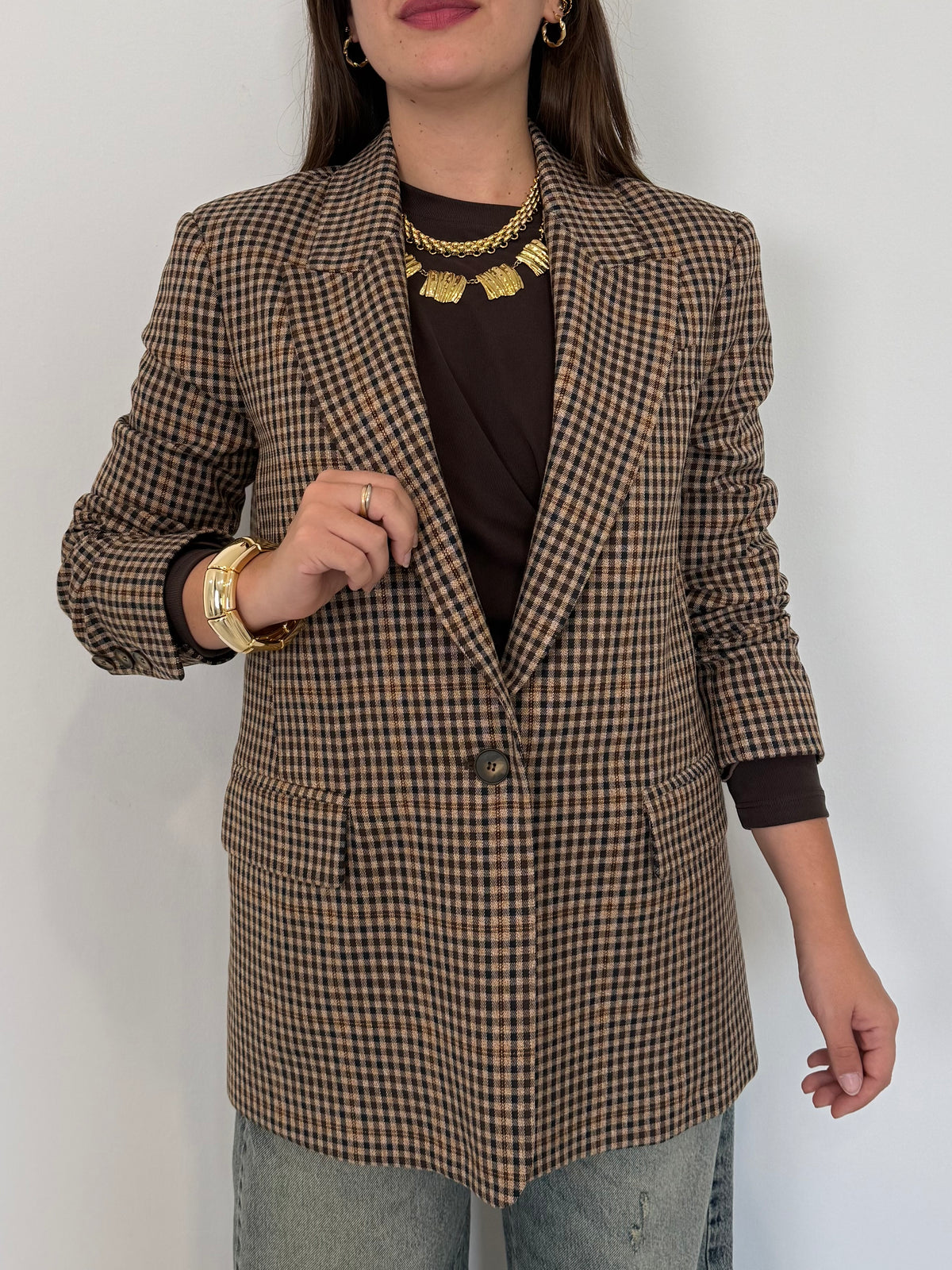 Haveone - blazer check moro e blu
