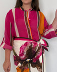 Haveone - Camicia righe asimmetriche fuxia
