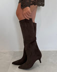 Stivale tubolare suede moro